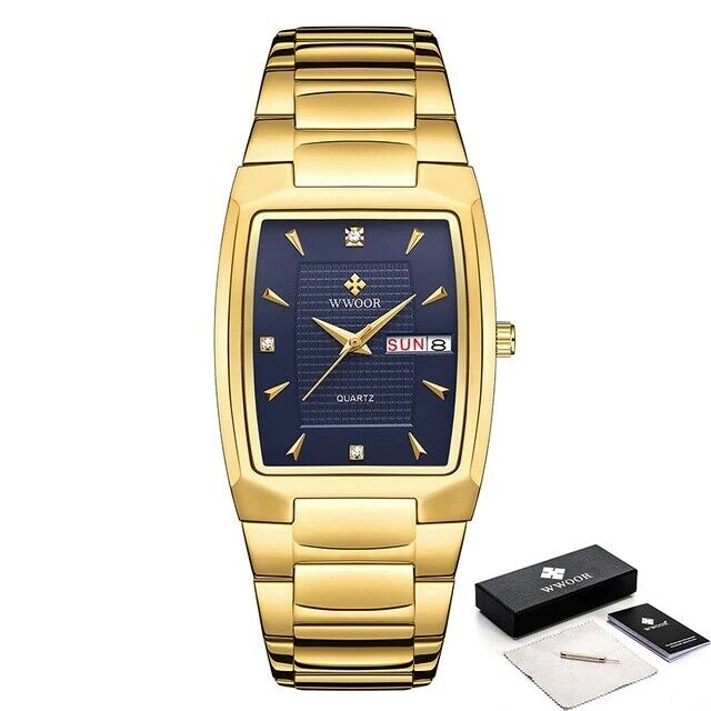 Nuevo Reloj De Color Dorado Para Hombre - Cuarzo De Lujo - Acero Inoxidable