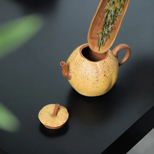 Zisha Clay Teapot From Yixing Yellow Unique Eggplant Tea Pot 160ml Puer Tea Pot