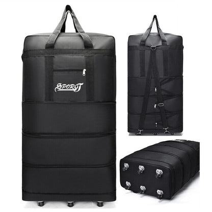 Large Capacity Foldable Luggage Trolley Bags Oxford Expendable Wheel Travel Bags
