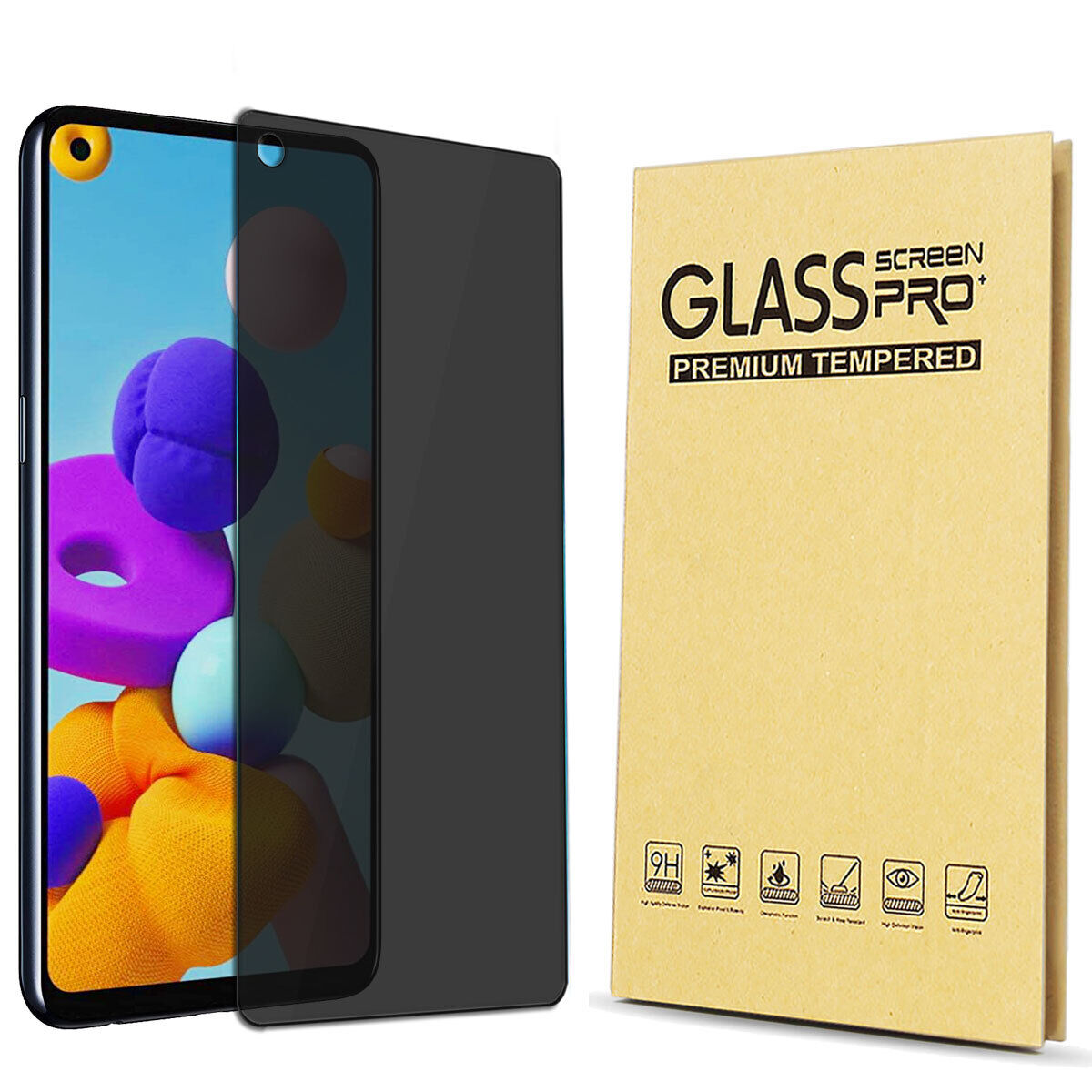 For Samsung Galaxy A21 A21s Privacy Tempered Glass Anti-Spy Screen Protector