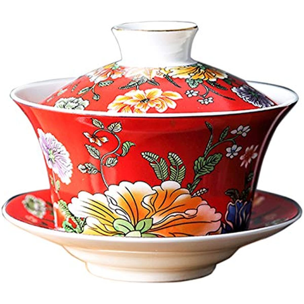 Kung Fu Tea Cup and Saucer with Lid Chinese Traditional Gaiwan Sancai Tea Bowl