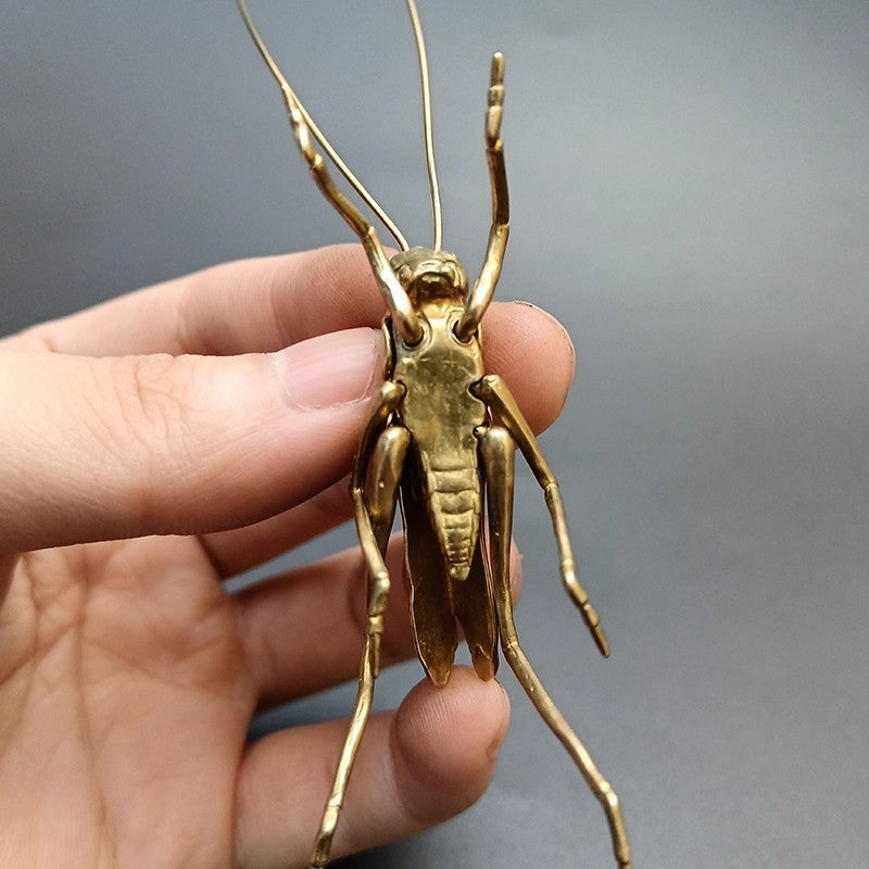 15CM CHINESE OLD VERY DELICATE COPPER GRASSHOPPER STATUES