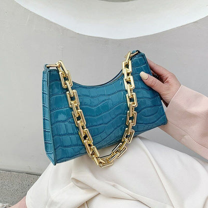 Zipper Handbags Texture Embossed Lacquer Shoulder Bag Simple Small Square Bags