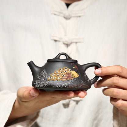 250ml Yixing Zisha Handmade Tea Pot Shipiao Pot Peacock Master Teapot For Pu'er