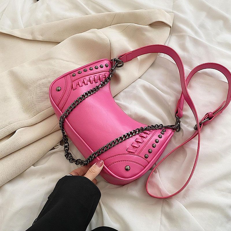PU Leather Shoulder Bag Handbags Chain Rivet Crossbody Bag Underarm Bags Purses