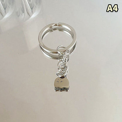 Fashion Cartoon Little Ghost Couple Keychain Pendant Cute Key Ring Bag Jewelry