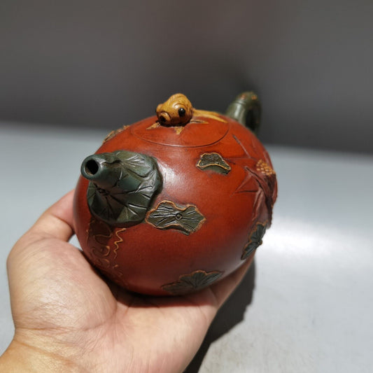 Chinese Yixing Zisha Clay Handmade Exquisite lotus fish Teapot 品名：年年有余 底款：蒋燕庭
