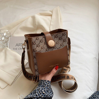 Small Bucket Shoulder Bag Synthetic Leather Messenger Bag Crossbody Bags Casual