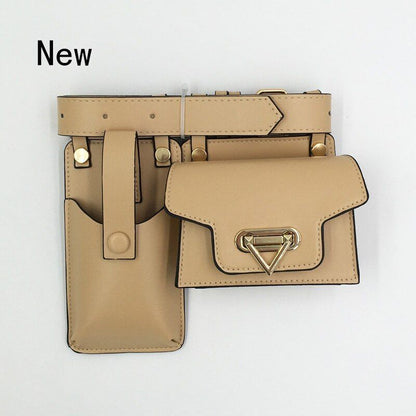 2 PCS Women Belt Bag Leather Flap Fanny Pack Shoulder Crossbody Chest Bag Purse