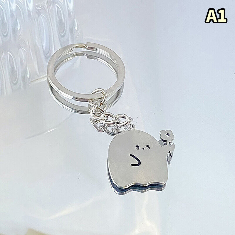 Fashion Cartoon Little Ghost Couple Keychain Pendant Cute Key Ring Bag Jewelry