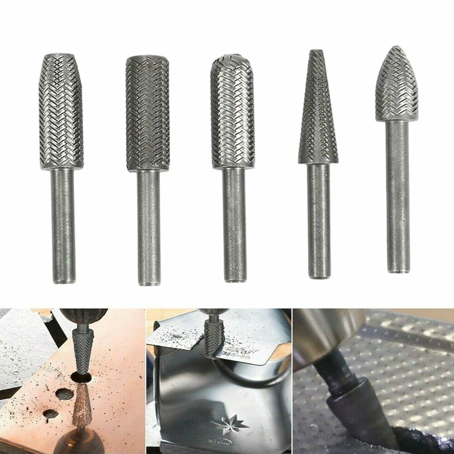 5pcs 6cm Metal Cutter Drill Bits Rotary Bits Rasp For Steel Grinding Carving B