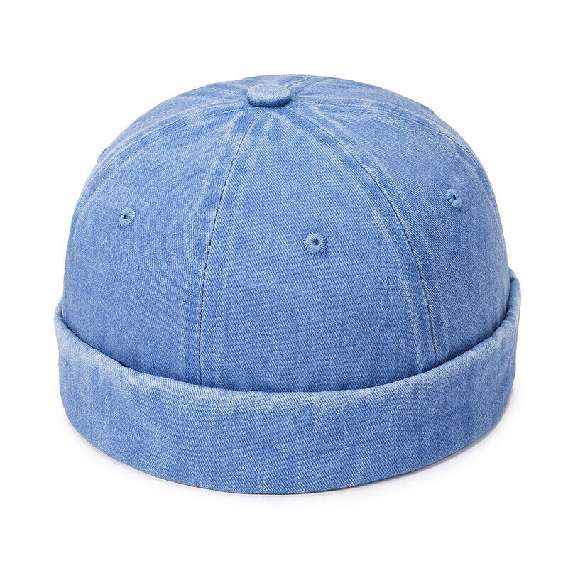 Men's Retro Brimless Hat Skull cap Sailor Cap Beanie Rolled Cuff Adjustable*