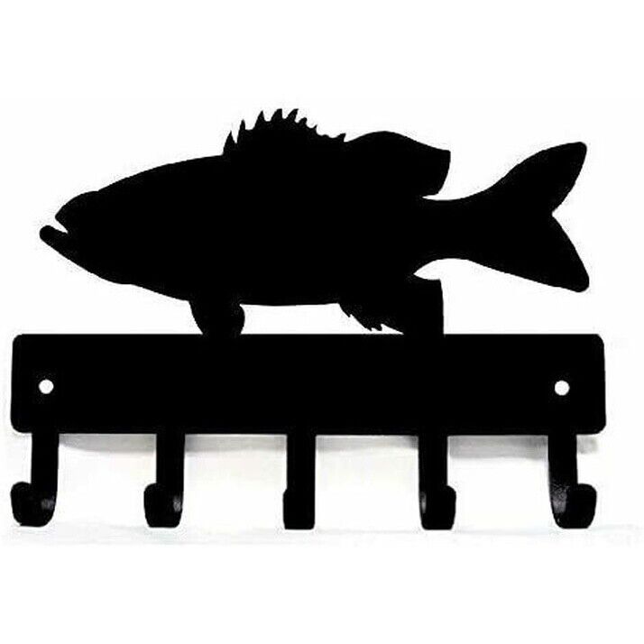 Bass Fish Key Rack Hanger Wall Mounted Hook Up Iron Wall Stickers Wall Art Home