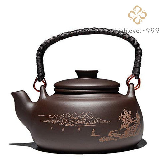 600ml Chinese Kung Fu Tea Pot Filter Creative Handle Purple Clay Home Teapot