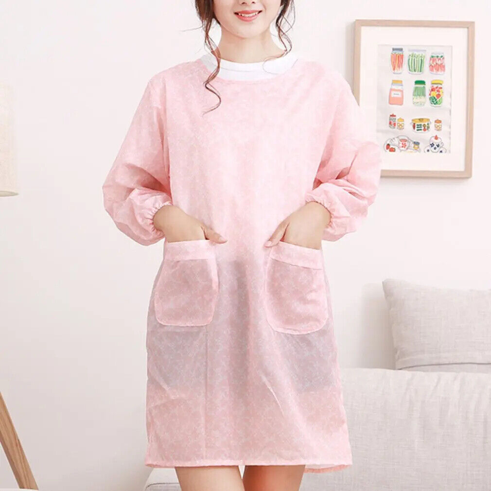 Aprons PVC Waterproof Fashion Home Kitchen Long-Sleeved Adult Unisex Smock Wears