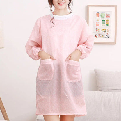 Aprons PVC Waterproof Fashion Home Kitchen Long-Sleeved Adult Unisex Smock Wears