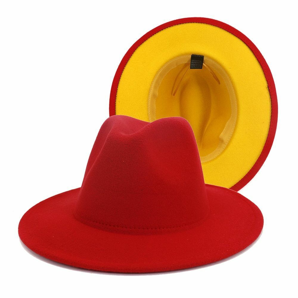 Hats Women Flat Wide Brim Wool Felt Men Black Red Goth Vintage Wedding Elastic