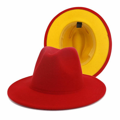 Hats Women Flat Wide Brim Wool Felt Men Black Red Goth Vintage Wedding Elastic
