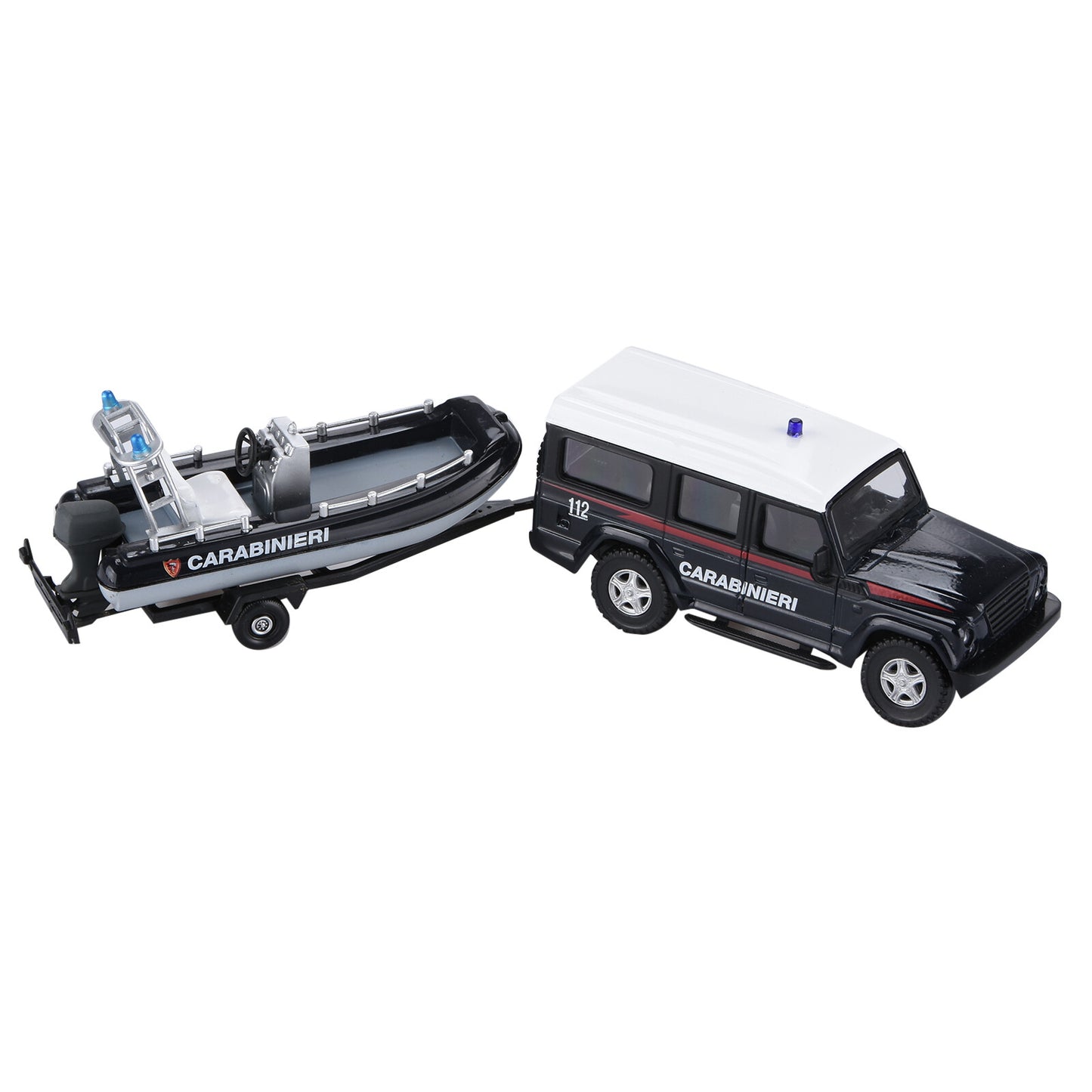 1/43 Coast Guard Police Fire Truck Speedboat Trailer Alloy Model Toy For Kid