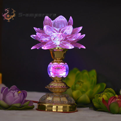 1pairs 18cm LED Colorful Buddha Lotus Lamp Worship Light Buddhism Temple Lamp