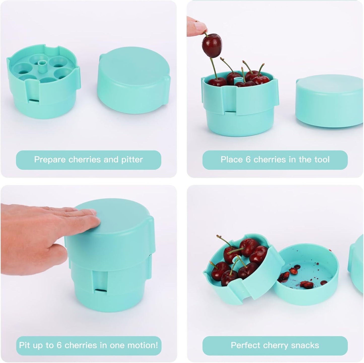 Cherry Pitter - Portable Cherry Pitter Corer Tool, Pits up to 6 Cherries at Once
