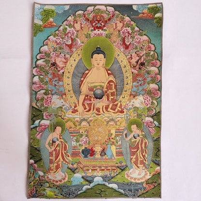 36" Tibet Tibetan Cloth Silk Buddhism Sakyamuni Buddha Tangka Thangka Mural 003