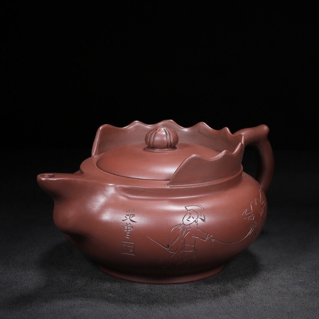 Chinese Yixing Zisha Clay Handmade Exquisite Teapot（僧帽 底款：范曾，顾景舟）