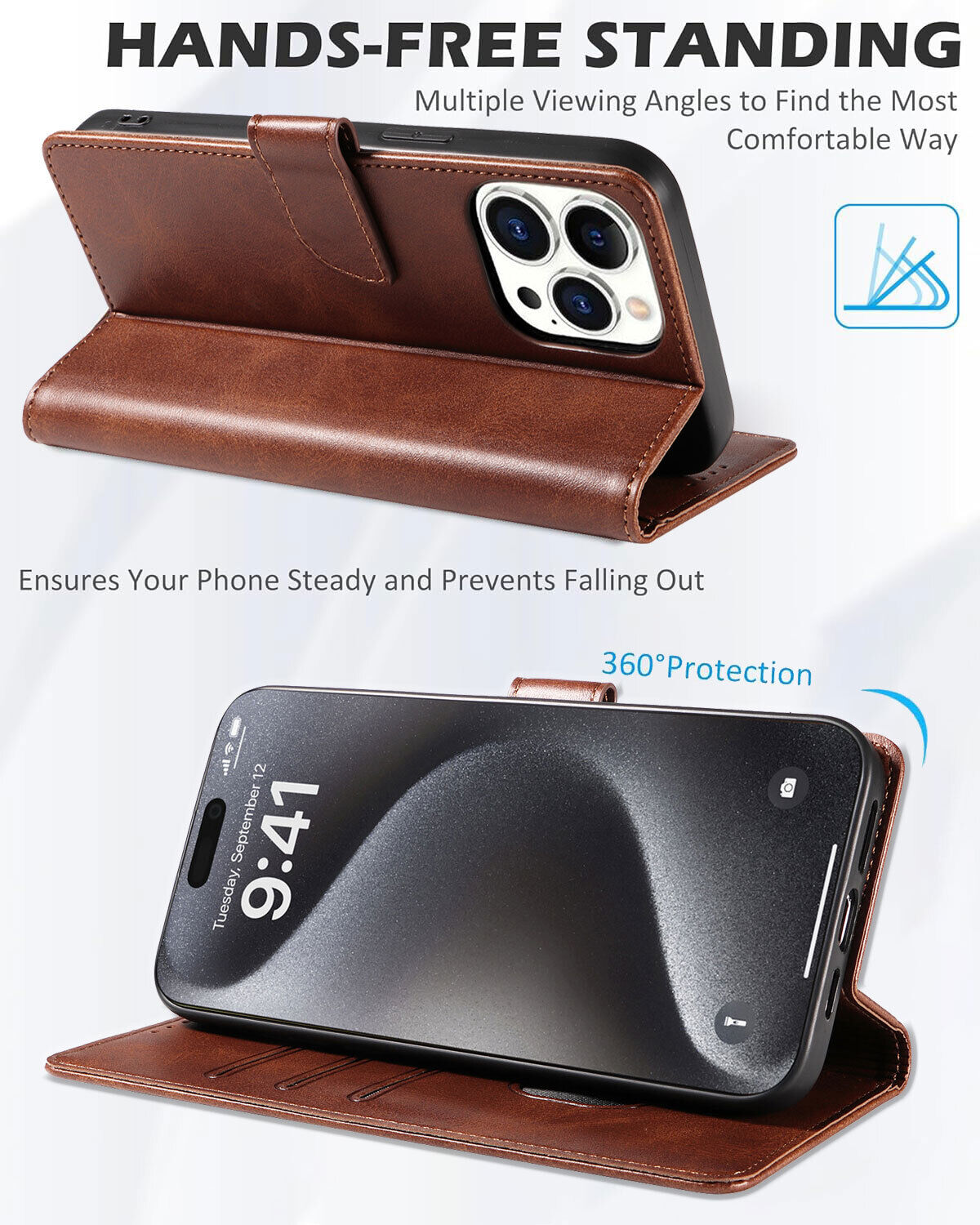 Magnetic Leather Wallet Card Case Phone Cover For iPhone 15 14 Pro Max 15 Plus