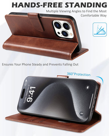 Magnetic Leather Wallet Card Case Phone Cover For iPhone 15 14 Pro Max 15 Plus