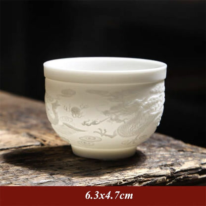 Ceramic Dragon Phoenix Teacup Zen Jade Porcelain Water Mug Creative Tea Cup