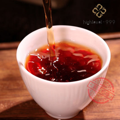 357g Ripe Pu'er Cake Yunnan Menghai Ancient Tree Qizi Grade Compressed Tea