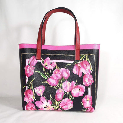 Floral Traveling Shoulder Bag Textured Leather Shopper Large Bag Women Handbags