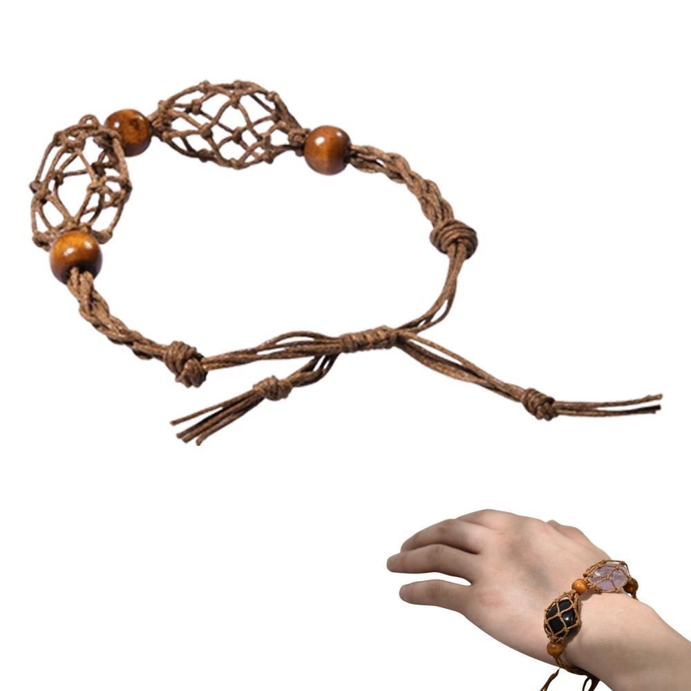 Macrame Bracelet Cord Net Bag Adjustable Empty Without Stone Crystal Gems Holder