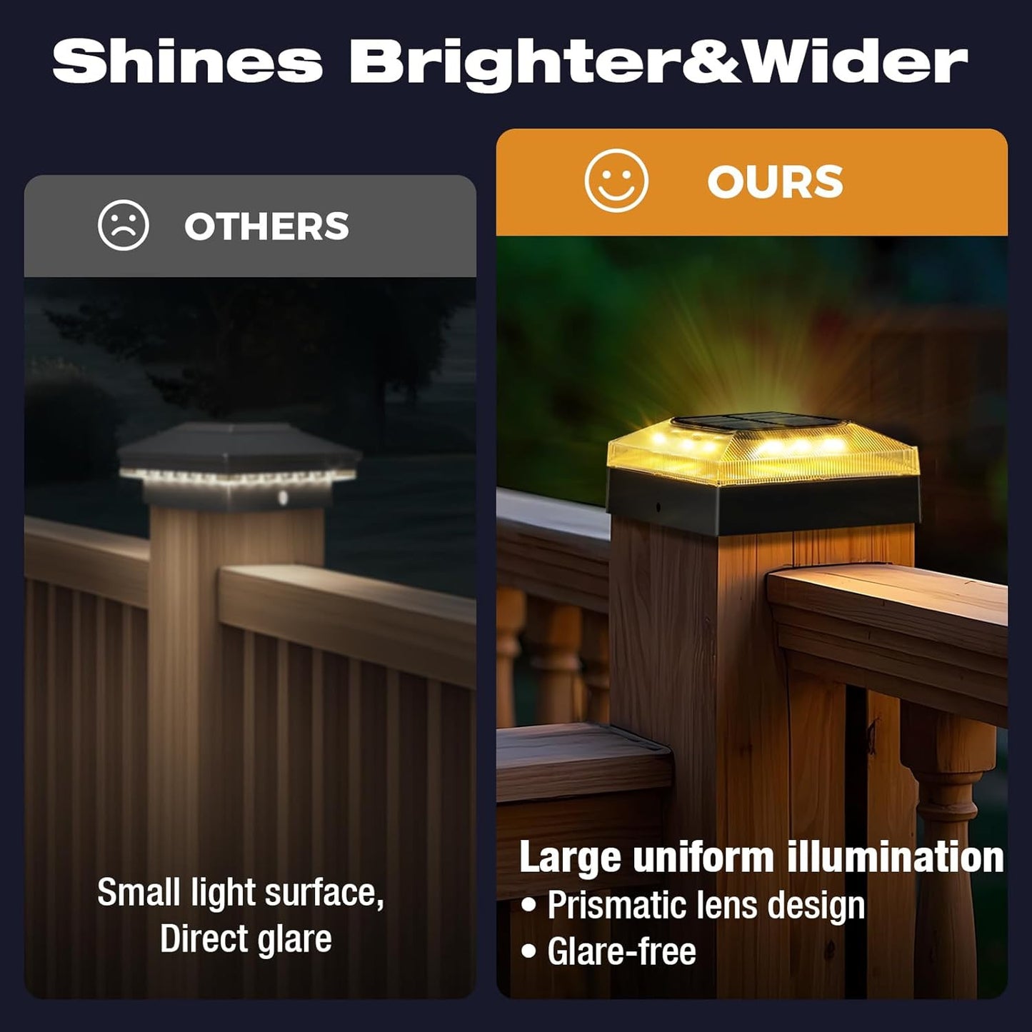 4X4 Solar Post Cap Lights Outdoor – 1 Pack Fence Post Light with 3 Color Modes,