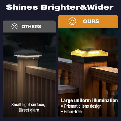 4X4 Solar Post Cap Lights Outdoor – 1 Pack Fence Post Light with 3 Color Modes,