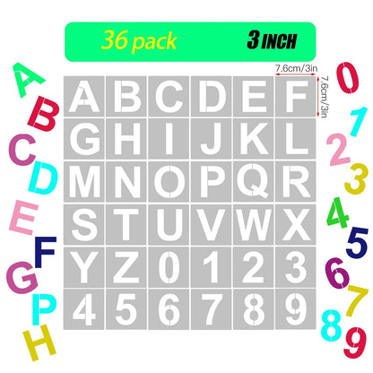 Letter Number Stencil 62Pcs PET Reusable Washable Alphabet Crafr Template 5 Inch