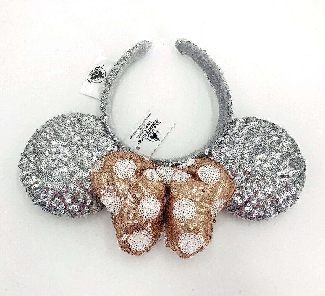 Polka Dot Ears Movie Hat Rose Gold Silver Sequins Disney Minnie 2023 Headband