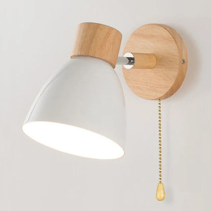 Wall Lamps W/ Switch Wooden Nordic Modern Sconce Home Bedroom Living Room Lights