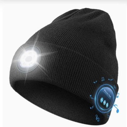 Wireless Bluetooth headphones led warning light night running lighting cap