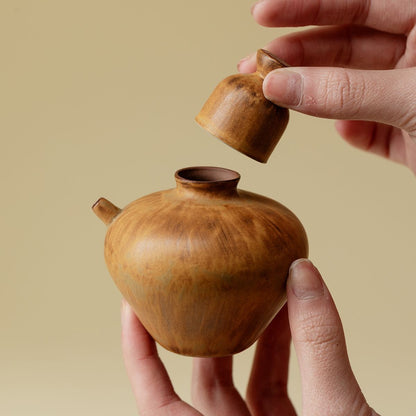Rustic Ceramic Sake Set 150ml - Pot & Cup For Single Serving
