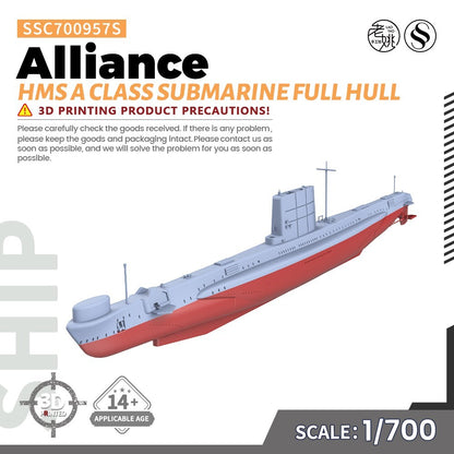 1/700 HMS A class Submarine Alliance Full Hull Military Model Kit SSC700957S