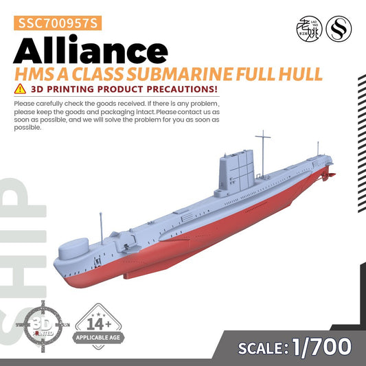 1/700 HMS A class Submarine Alliance Full Hull Military Model Kit SSC700957S