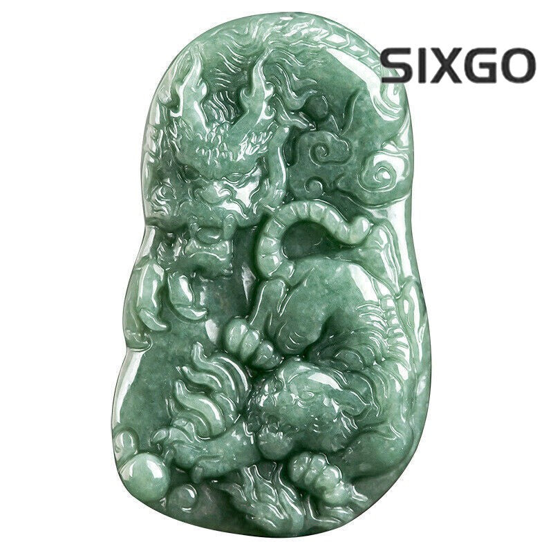 Real Grade A Natural Green Jade Jadeite Lucky Tiger Dragon Pendant