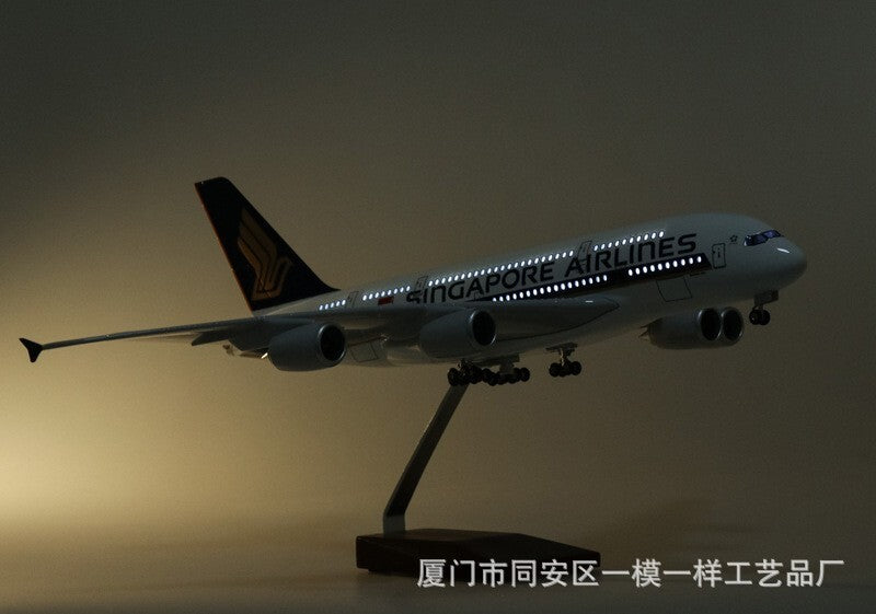 45CM 1:160 Singapore Model Airlines Airbus A380 Resin Airplane Lamp Sound Model