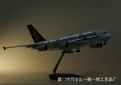 45CM 1:160 Singapore Model Airlines Airbus A380 Resin Airplane Lamp Sound Model