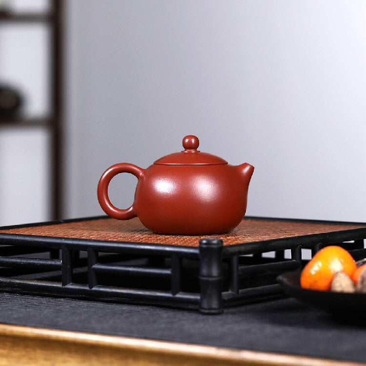 True Yixing Zisha Dahongpao Clay Tea Pot Chinese Character Carved Handmade Xishi