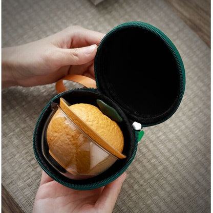 Travel Tea Set Ceramic Gaiwan Matching Tea Cup Glass Pitcher Towel Portable Bag