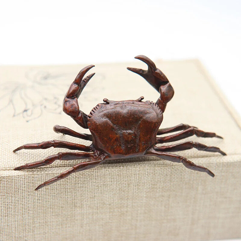 Pure Copper Solid Crab Simulation Animal Model Statue Mini Tea Favor Ornaments