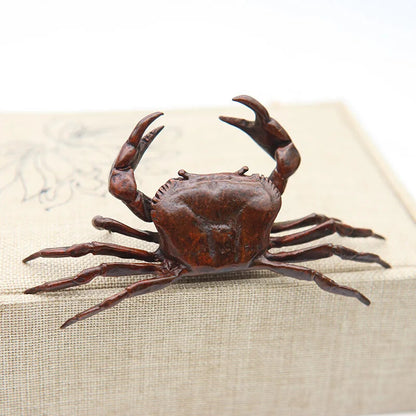 Pure Copper Solid Crab Simulation Animal Model Statue Mini Tea Favor Ornaments