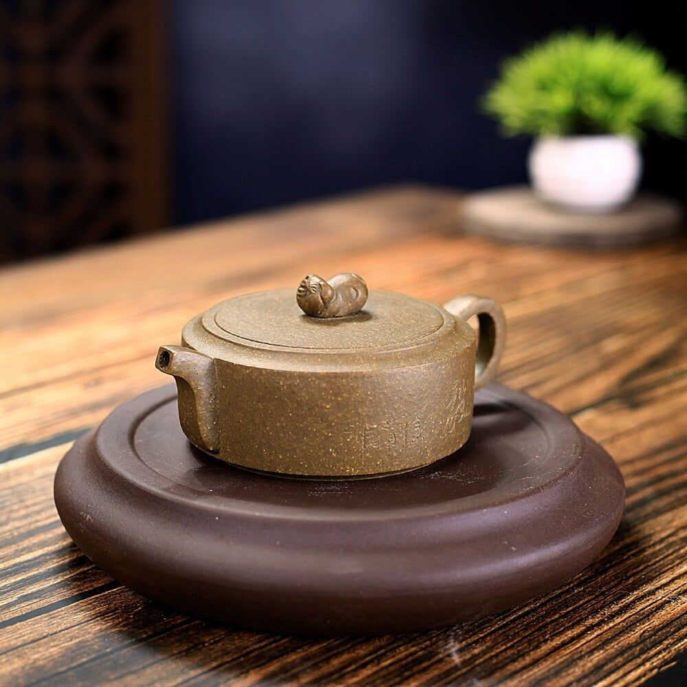 Real Yixing Zisha Tea Pot Marked 13 Infuser Holes Chinese Character Carved Pig
